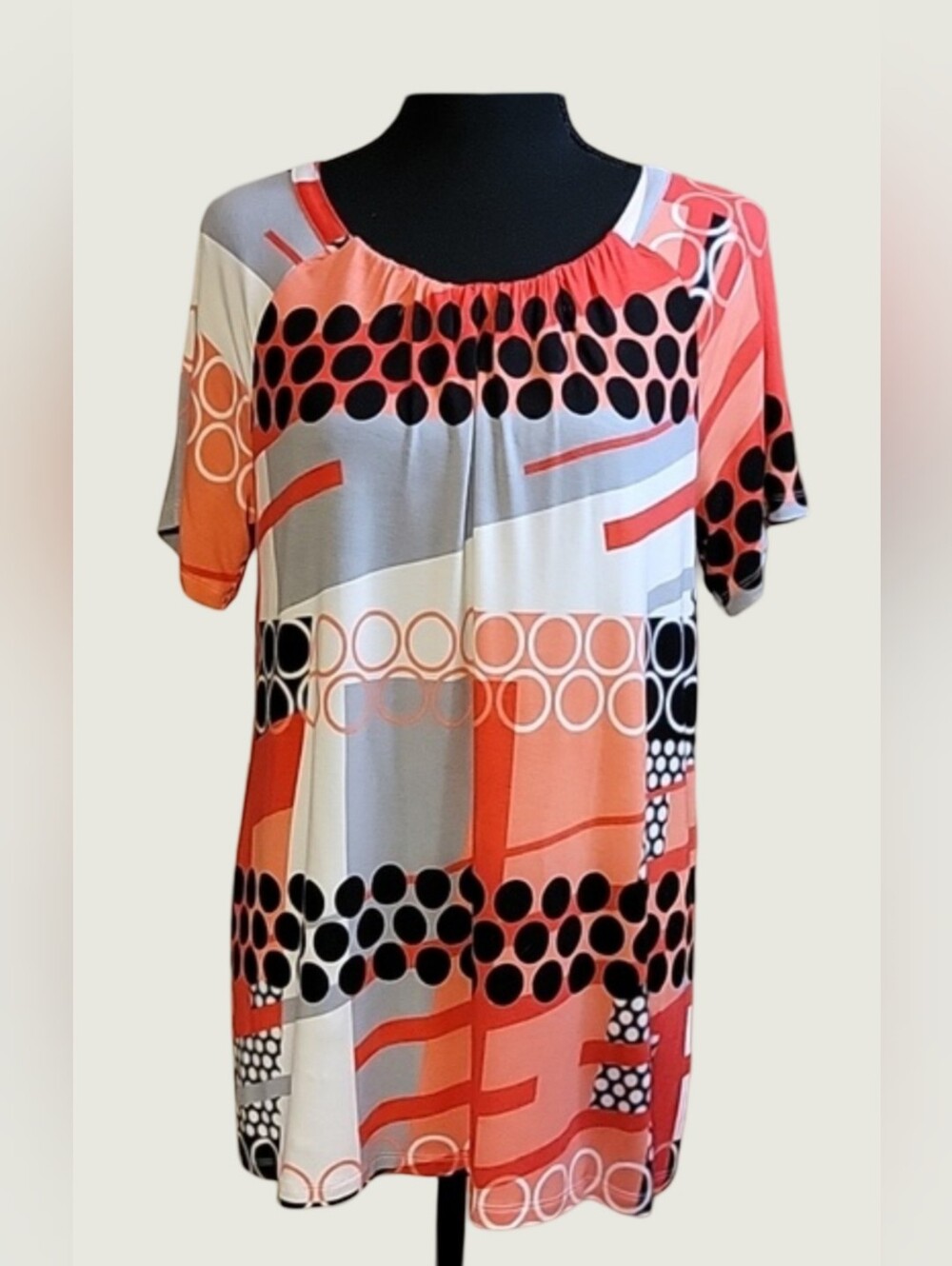 Dana Buchman Geometric Abstract Print Tunic Top Size M